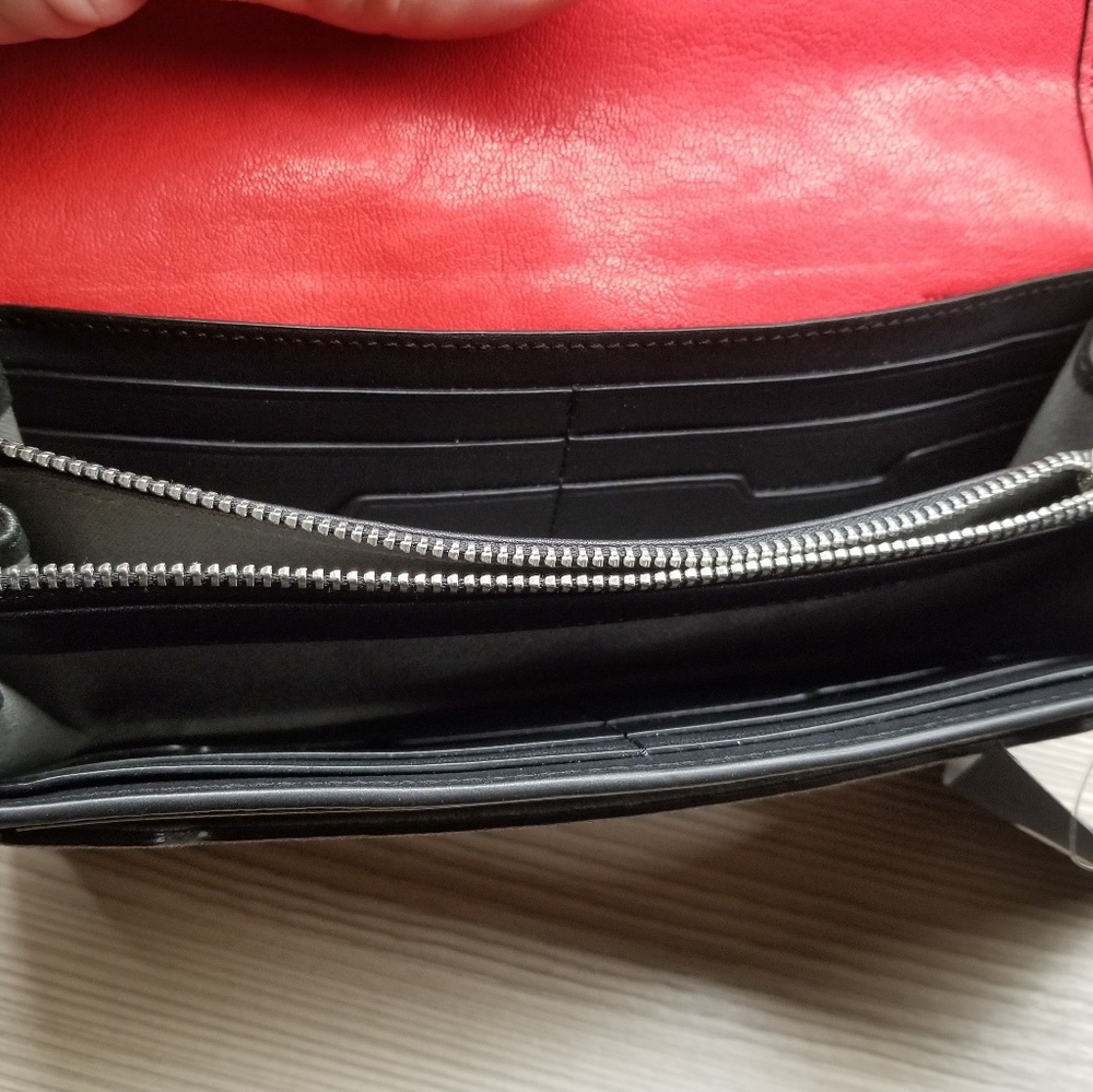 Rag & Bone Leather Continental Wallet Red Black